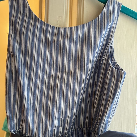 Polo by Ralph Lauren Navy and Light Blue Striped Tiered Dress with Sash - Picture 4 of 6